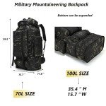 KXBUNQD 100L Hiking Camping Backpack Tactical Backpack for Men Large Survival Hunting Waterproof Backpack Molle Rucksack Military Camping Backpacking Daypack
