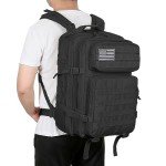 QT&QY 45L Military Tactical Backpacks Molle Army Assault Pack 3 Day Bug Out Bag Hiking Treeking Rucksack black