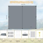 Camping Tarp with Poles, 16x12 Ft Camping Canopy, Waterproof Tent Tarp, Rain Shelter for Camping, Picnic,Beach, Outdoor Activities, Extra Large, Lightweight and UV Resistant, Extra Large, Grey