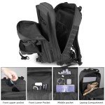 TBNBO 45L Large Military Tactical Backpack for Men, 3 Days Bug Out Bag Assault Pack with Adjustable Bottle Holder and Molle System, Outdoor Black Daypack Rucksack for Hunting Hiking Fishing