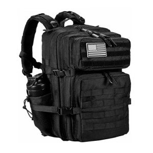 LHI Military Tactical Backpack for Men and Women 45L Army 3 Days Assault Pack Bag Large Rucksack with Molle System - Black