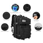 WOLT | Tactical Backpack for Men 45L Military Molle Backpack Large 3 Day Assault Pack Rucking Backpack for Hiking Survival(Black)