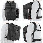 TBNBO 45L Large Military Tactical Backpack for Men, 3 Days Bug Out Bag Assault Pack with Adjustable Bottle Holder and Molle System, Outdoor Black Daypack Rucksack for Hunting Hiking Fishing