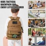 Kids Tactical Backpack Army Molle Bookbag Military Boys Backpack for School, Outdoor, Camping (Includes 2 Patches +1 Carabiner), Brown