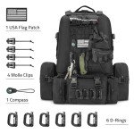 CVLIFE 60L Tactical Backpack for Men Women Military Large Army Rucksack With D-Ring Molle Clips Compass Accessories 3 Day Bug Out Survival Molle Bag Hiking Camping Gym Daypack Backpacks,Black