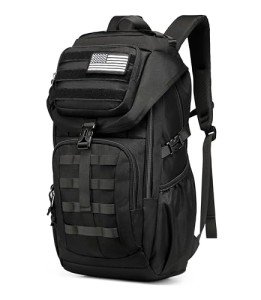 Wotony Tactical Assault Pack Backpack Molle Military Backpack Outdoor Hiking Camping Rucksack Waterproof backpack for men (Black, 25L)