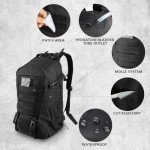 Jueachy Tactical Backpack for Men Hiking Day Pack Molle Military Rucksack Waterproof 30L EDC Bag with USA Flag Patch Black