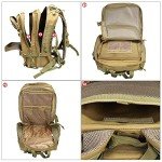 Prospo 40L Military Tactical Shoulder Backpack Assault Survival Molle Bag Pack Fishing Backpack for Tackle Storage (Khaki)