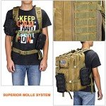 Prospo 40L Military Tactical Shoulder Backpack Assault Survival Molle Bag Pack Fishing Backpack for Tackle Storage (Khaki)