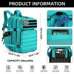 Lovelinks21 45L Tactical Assault Backpack 3 day assault pack with Molle Waterproof backpack Rucksack for Tactical Backpacks (Lake Blue)