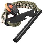 Clwryviduu Survival Fire Starter, 4 Inch Ferro Rod, Flint Fire Starters for Hiking and Camping, Flint and Steel Survival Tool with Paracord and Emerge