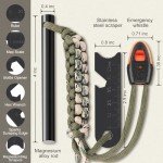 Clwryviduu Survival Fire Starter, 4 Inch Ferro Rod, Flint Fire Starters for Hiking and Camping, Flint and Steel Survival Tool with Paracord and Emerge