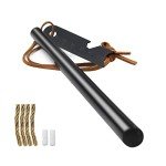 BCHARYA Fire Starter Survival Tool, Ferro Rod Kit with Leather Neck Lanyard and Multi-Tool Striker, Flint and Steel Survival Igniter with Tinder Rope and Tab for Camping, Hiking and Emergency