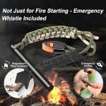 Clwryviduu Survival Fire Starter, 4 Inch Ferro Rod, Flint Fire Starters for Hiking and Camping, Flint and Steel Survival Tool with Paracord and Emerge