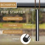 BCHARYA Fire Starter Survival Tool, Ferro Rod Kit with Leather Neck Lanyard and Multi-Tool Striker, Flint and Steel Survival Igniter with Tinder Rope and Tab for Camping, Hiking and Emergency