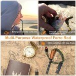 Fire Starter Survival Tool - Handmade Wooden Handle 3/8"" Thick Ferro Rod with Striker and Umbrella Rope Waterproof Iron Rod Flint and Steel Fire Starter Kit