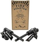 Swiss Safe 5-in-1 Magnesium Ferro Rod Fire Starter Survival Tool - Flint & Steel Striker, Compass, Paracord & Whistle - Emergency Kit for Backpacking, Camping, Hiking - All-Weather - Black, 2-Pack
