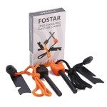 FOSTAR Ferrocerium Alloy Rod Fire Starter, 5/16 Inch Thick Waterproof Fire Steel, Bushcraft Ferro Rod with Easy Grip Handle, Multi-Tool Striker and Paracord Lanyard (2PCS, Black and Orange)