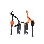 FOSTAR Ferrocerium Alloy Rod Fire Starter, 5/16 Inch Thick Waterproof Fire Steel, Bushcraft Ferro Rod with Easy Grip Handle, Multi-Tool Striker and Paracord Lanyard (2PCS, Black and Orange)