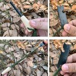 Fire Starter Survival Kit, Larger Ferro Rod with Striker Lanyard 3in Long Flint and Steel, 13.8in Wick Hemp Cord, Multifunctional Bag (Green)