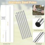 Camping Tarp with Poles, 16x12 Ft Camping Canopy, Waterproof Tent Tarp, Rain Shelter for Camping, Picnic,Beach, Outdoor Activities, Extra Large, Lightweight and UV Resistant, Extra Large, Grey