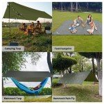 Joramoy Hammock Rain Fly 10×10FT - Waterproof Camping Tarp Portable Tent Tarp Premium Backpacking Tarp Sheleter with UV Protection Layer for Camping Hiking Outdoor(OdGrreen)