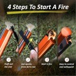 Flint and Steel Fire Starter Kit 7-in-1 Ferro Rod Fire Steel Bushcraft Equipment 6.7", Portable Survival Magnesium Kit with 36" Waterproof Wick Rope, Multi Tool Scraper, Compass for Camping Hiking