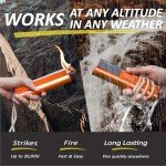 Flint and Steel Fire Starter Kit 7-in-1 Ferro Rod Fire Steel Bushcraft Equipment 6.7", Portable Survival Magnesium Kit with 36" Waterproof Wick Rope, Multi Tool Scraper, Compass for Camping Hiking