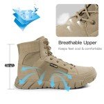 FREE SOLDIER Waterproof Hiking Work Boots Men's Tactical Boots 6 Inches Lightweight Military Boots Breathable Desert Boots(Tan 10)