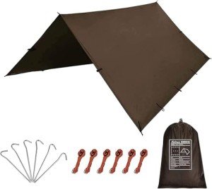 KALINCO 10X13FT Tent Tarp, Picnic Mat Camping Tarp Tent Hammock Tarp, pu Waterproof Camping tarp Tent Rain Fly Picnic Mat Survival Shelter Sunshade