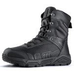 FREE SOLDIER Men's Military Tactical Boots Waterproof Hiking Work Boots Durable Combat Boots(Black 10)