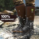 TIDEWE Rubber Work Boot for Men with Steel Toe & Shank, Waterproof Anti Slip Hunting Boot, 6mm Neoprene Hunting Boot, Sturdy Brown Rubber Boot for Manufacturing, Construction, Farming, Size 14