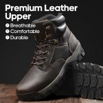 NORTIV 8 Men's Hiking Boots Waterproof Ankle High Outdoor Trekking Leather Boots,Size 10.5,DARK BROWN,SNHB233M