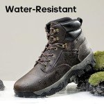 NORTIV 8 Men's Hiking Boots Waterproof Ankle High Outdoor Trekking Leather Boots,Size 10.5,DARK BROWN,SNHB233M