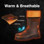 TIDEWE Rubber Work Boot for Men with Steel Toe & Shank, Waterproof Anti Slip Hunting Boot, 6mm Neoprene Hunting Boot, Sturdy Brown Rubber Boot for Manufacturing, Construction, Farming, Size 14