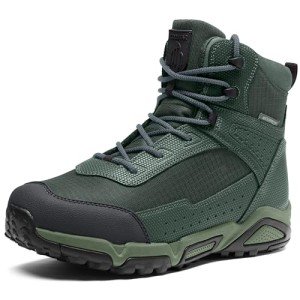 Coostar Men's Water-Resistant Work Boots Lightweight Tactical Boots Non-Slip Hiking Boots for Men Army Green Size 10.5