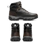 NORTIV 8 Men's Hiking Boots Waterproof Ankle High Outdoor Trekking Leather Boots,Size 10.5,DARK BROWN,SNHB233M
