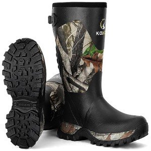 Kalkal Snake Boots for Men, Hunting Boots Waterproof Insulated Outdoor Rubber Boots, with 5mm Neoprene Anti-slip Snake Boots for Hunting Working Farming Gardening Fishing (CamoBlack,Size10)