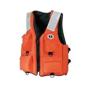 MUSTANG SURVIVAL - Classic Industrial Vest with 4 Pockets & Solas Reflective Tape (Orange - M) - USCG Approved, D-Rings, Solas reflectivity, 4 Pockets