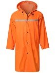 Mens Long Hooded Safety Rain Jacket Waterproof Emergency Raincoat Poncho(Orange,XL)