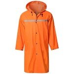 Mens Long Hooded Safety Rain Jacket Waterproof Emergency Raincoat Poncho(Orange,XL)
