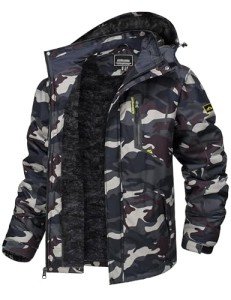 TACVASEN Men's Skiing Jacket Fleece Lined Warm Thick Jacket Heavy Water Resistant Softshell Jacket Camo Green Jacket Camo Parka Tactical Military L