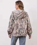 Eutten Womens Camo Zip Up Hoodie Long Sleeve Maple Leaf Print Oversized Hooded Jacket Fleece Full Zip Sweatshirt with Pockets
