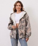 Eutten Womens Camo Zip Up Hoodie Long Sleeve Maple Leaf Print Oversized Hooded Jacket Fleece Full Zip Sweatshirt with Pockets