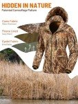 NEW VIEW Womens Hunting Clothes, Upgraded Ultra-Quiet Water Resistant Camo Hunting Jacket for Duck Waterfowl Deer Hunting, Nv Camo Reeds, Large