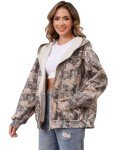 Eutten Womens Camo Zip Up Hoodie Long Sleeve Maple Leaf Print Oversized Hooded Jacket Fleece Full Zip Sweatshirt with Pockets