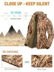 NEW VIEW Womens Hunting Clothes, Upgraded Ultra-Quiet Water Resistant Camo Hunting Jacket for Duck Waterfowl Deer Hunting, Nv Camo Reeds, Large