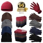 96-Pack Bulk Beanies and Gloves - 48 Winter Gloves Pairs, 48 Beanies - Bulk Supplies for Cold Weather, Emergencies, Homeless, Charity