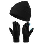 Winter Gloves Beanie Hat Set: Touch Screen Fleece Glove Soft Skull Cap Set for Men and Women for Outdoor Activities and Daily Use