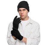 Winter Gloves Beanie Hat Set: Touch Screen Fleece Glove Soft Skull Cap Set for Men and Women for Outdoor Activities and Daily Use